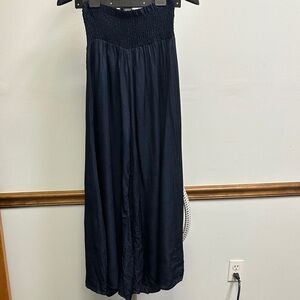 Chic Dark Blue Wide Leg Bottoms - M